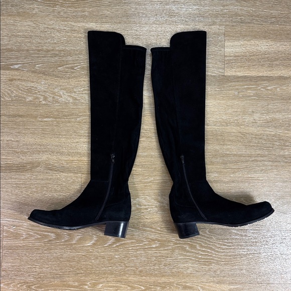 Stuart Weitzman Reserve Black Suede Microstretch Over Knee Block Heel Boots sz 9 - Picture 8 of 16